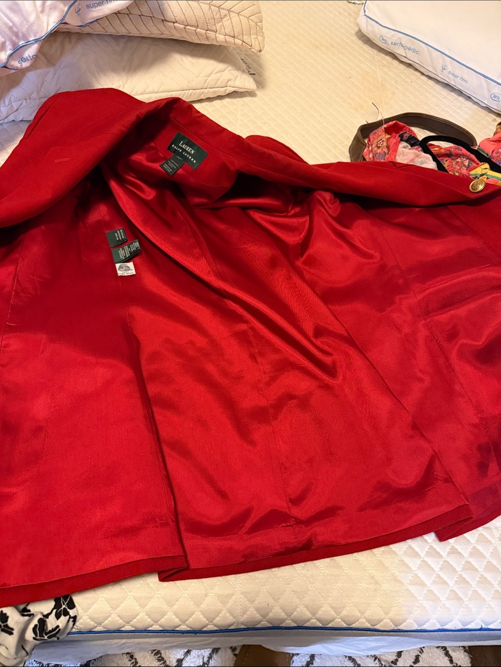 Vintage Lauren Ralph Lauren Red Blazer with Crest Patch - Picture 9 of 9
